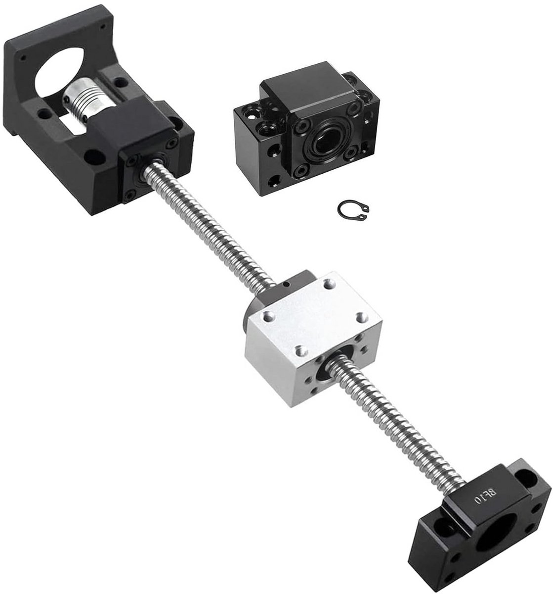 Kogelomloopspindel set 350 mm met eindondersteuning en motorhouder voor Nema 23 stappenmotor