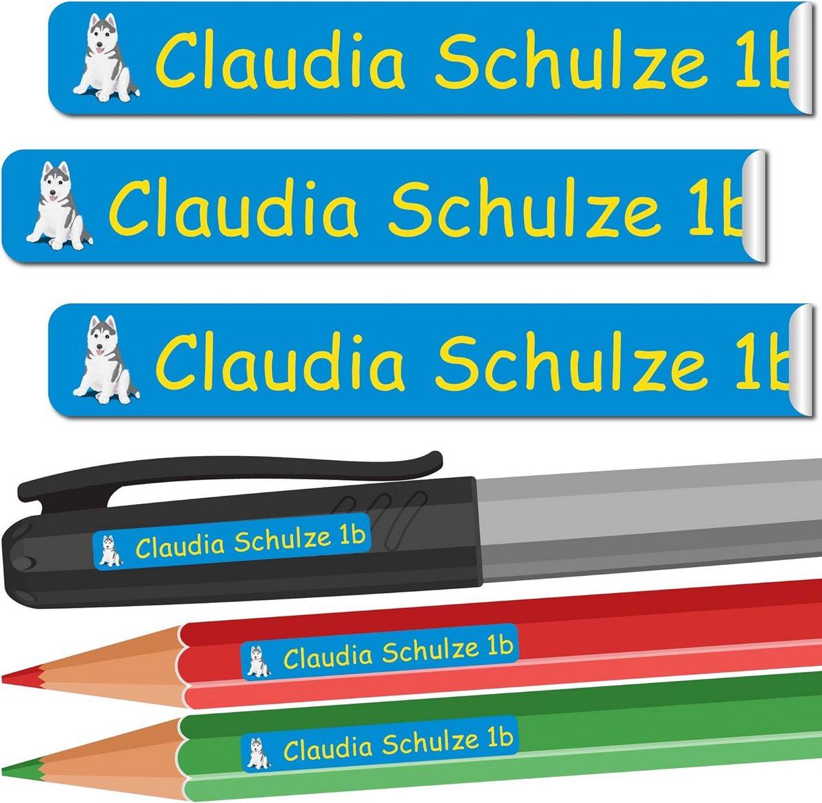 Naamstickers voor Kinderen en Volwassenen - 49x7mm - Hondenprint - 88 Stuks
