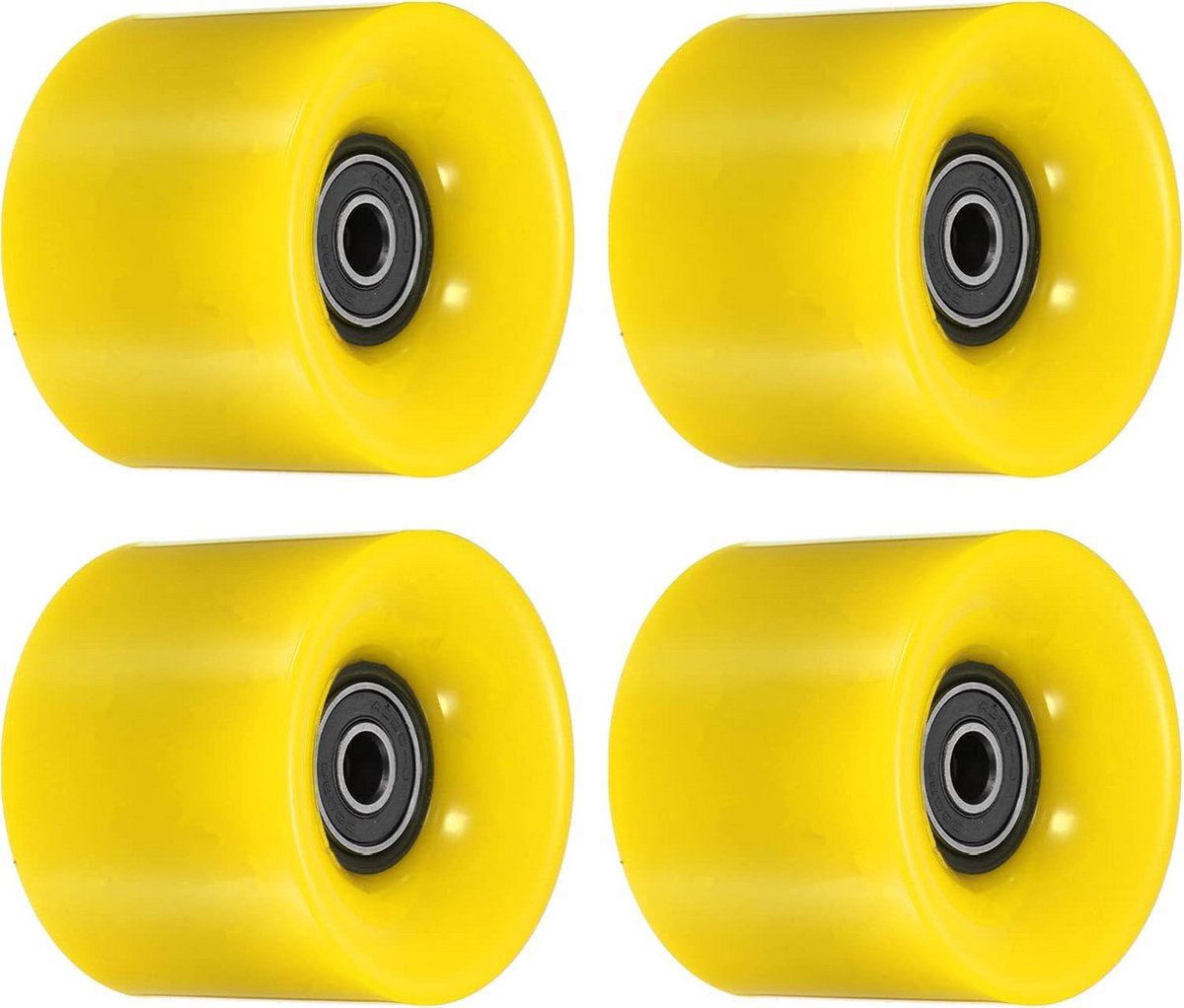 Set van 4 Longboard Wielen 60mm met ABEC-9 Lagers - Skateboard Cruiser Vervangingswielen 80A Zwart Geel