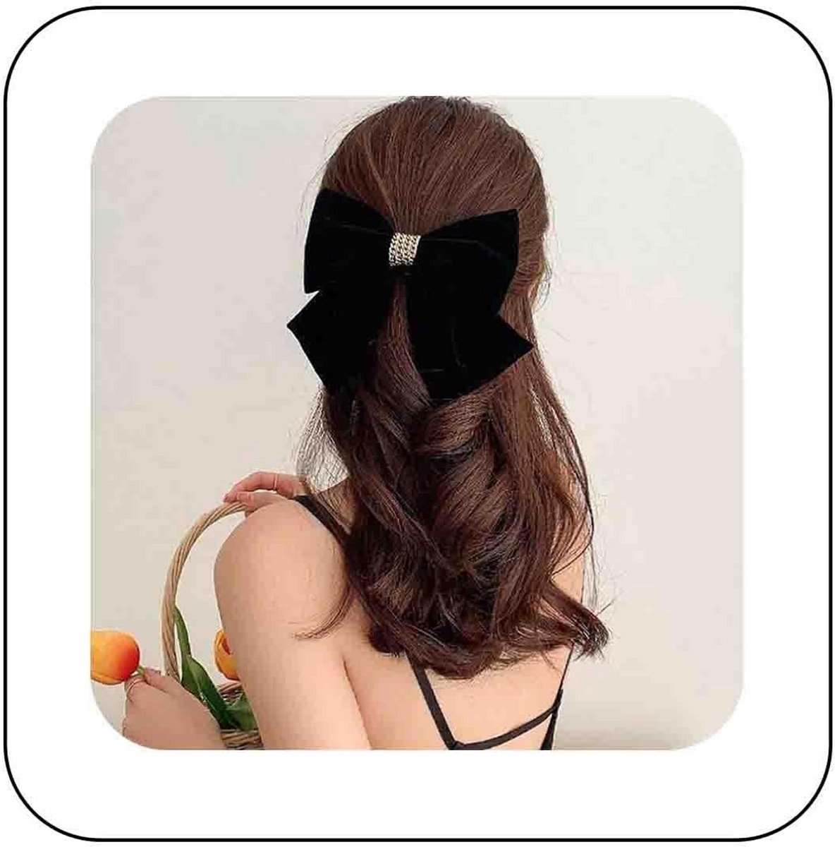 Grote Zwarte Fluwelen Strik Haarclip - Vintage Haaraccessoire voor Dames en Meisjes