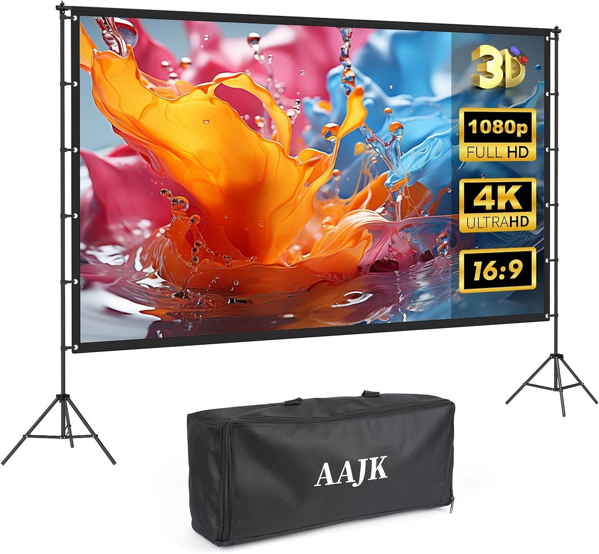 Draagbaar 120 Inch Projectorscherm met Standaard voor Buiten en Binnen