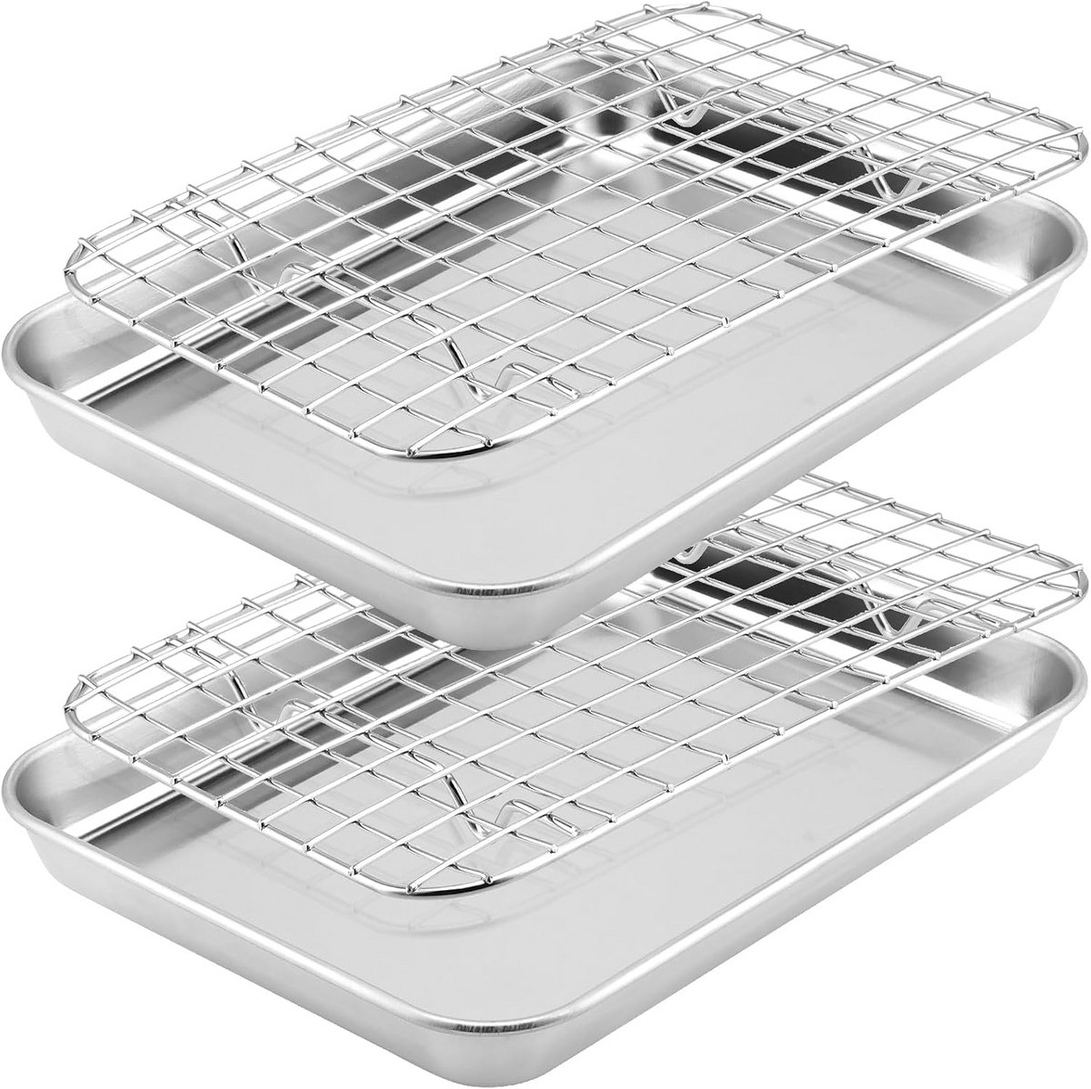 2 Stuks RVS Ovenrooster met Bakplaat voor Ovens & BBQ - Perfect voor Bakken & Grillen