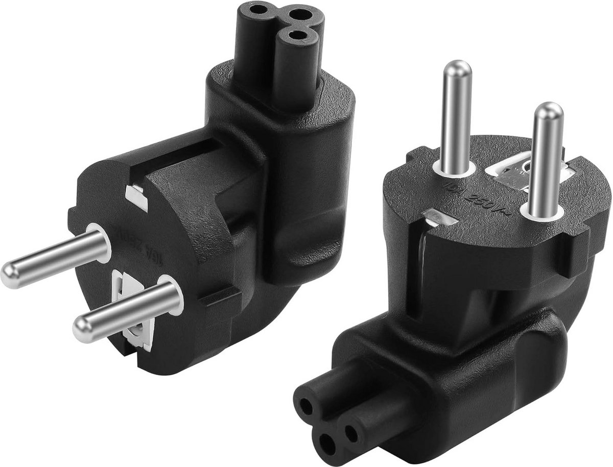 2-delige Adapter Set: Schuko Stekker naar C5 Koppeling (Haaks)