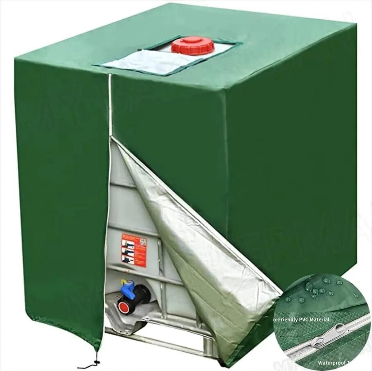 IBC-deksel geschikt voor 1000 liter, afmetingen 120 x 100 x 116 cm - Groen