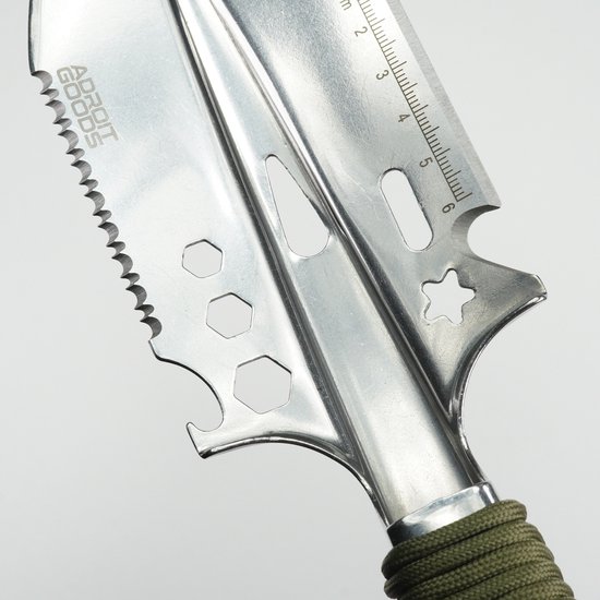 AdroitGoods RVS survivalspade met paracordhandvat, incl. hoes en slijptool - multifunctionele roestvrijstalen survival schep – compacte outdoor tools set voor kamperen, tuinieren, hiking, bushcraft en noodsituaties — afbeelding 2
