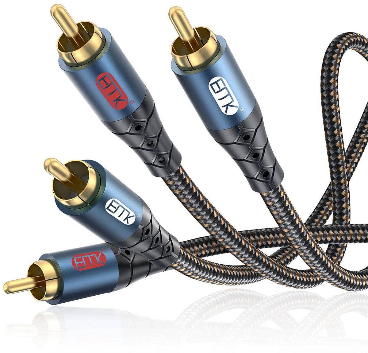 Subwoofer Kabel 2RCA naar 2RCA Stof/Gevlochten Audiokabel voor TV, Versterker, Soundbar - 3 Meter