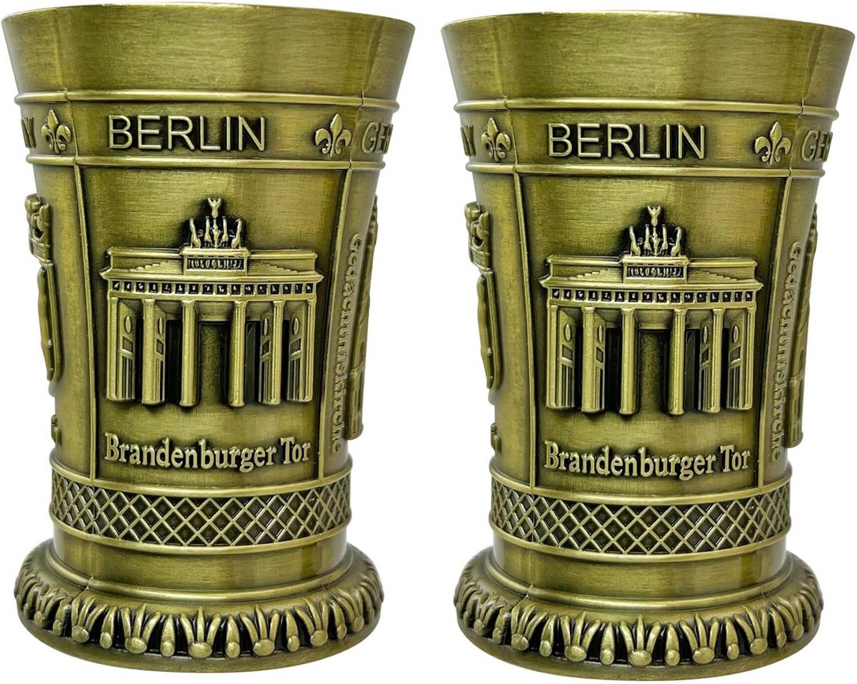 Set van 2 Metalen Borrelglazen met Berlijn Souvenir Design