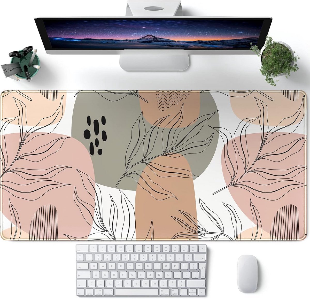 Grote Bureauonderlegger XL - Abstract Boho Muismat & Toetsenbord Onderlegger - Antislip & Comfortabel - 80x40 cm
