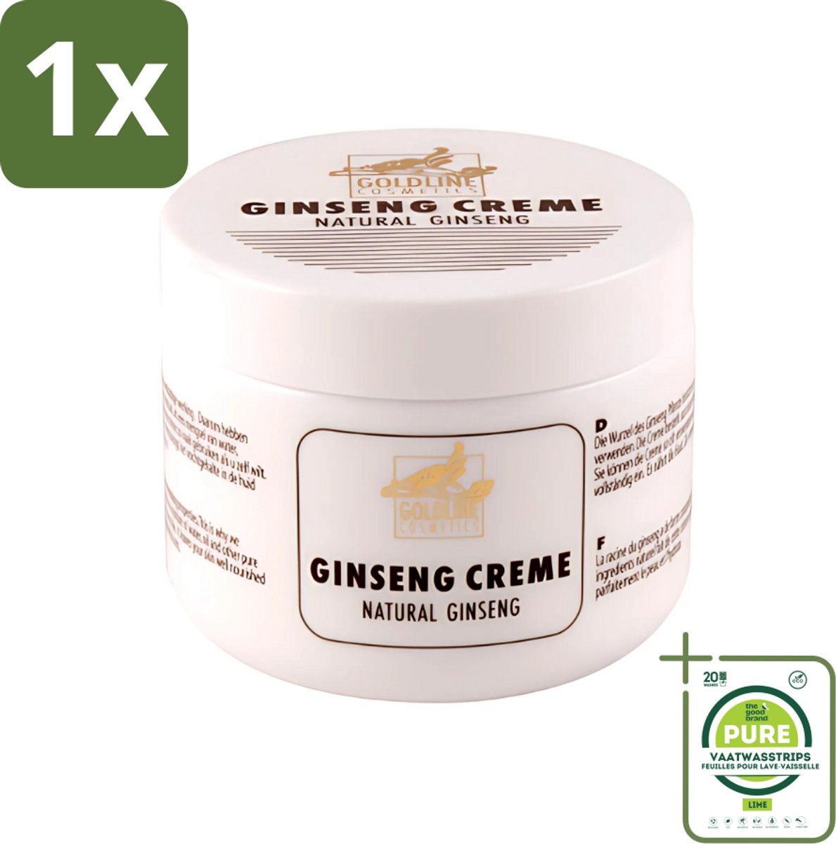 1 x Goldline - Bodycrème - Natural Ginseng - Verzorgend & Versterkend - 250 ml - Bodycrème - Ginseng - Huidverzorging - Hydraterende Crème - Revitaliserende Crème