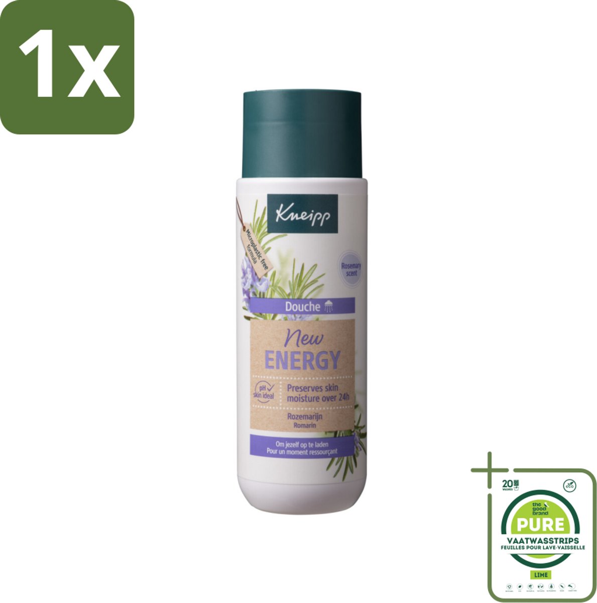 1 x Kneipp Douche New Energy 200 ml - Douchegel - Kneipp - Energie - Rozemarijn - Verfrissend