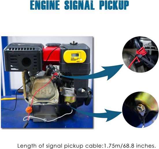 Yooreal YR-HM006A Digitale Urenteller – IP68 Waterdicht, Schokbestendig, Voor Grasmaaiers, ATV's, Boten, Generatoren En Meer, Zwart
