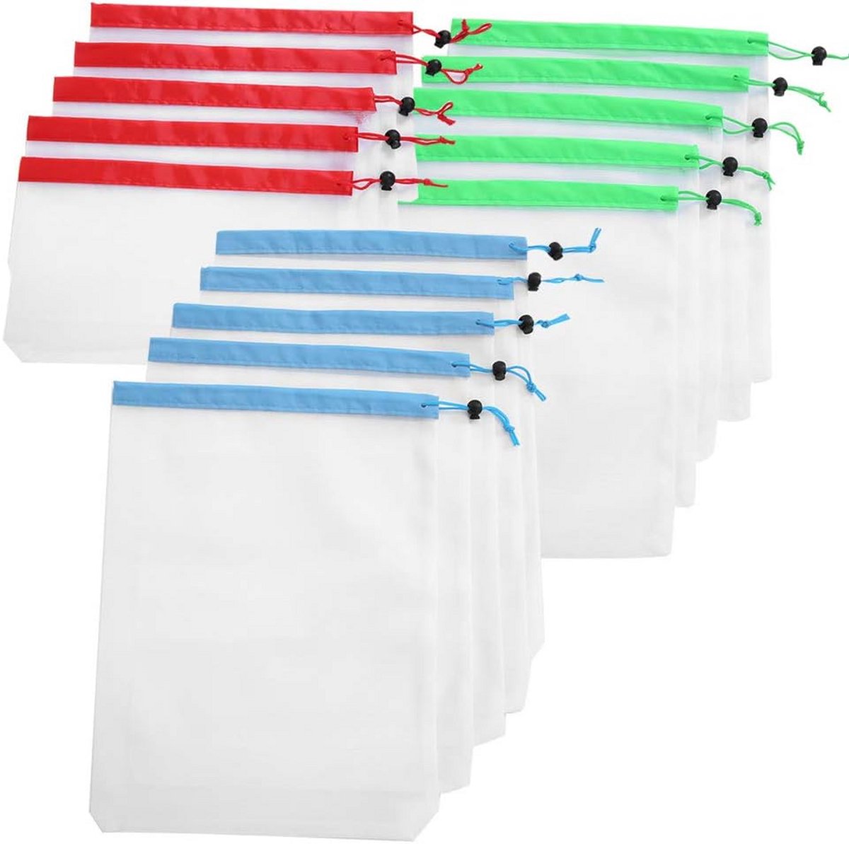 15 Stuks Polyester Opbergzakken met Trekkoord voor Speelgoed en Boodschappen