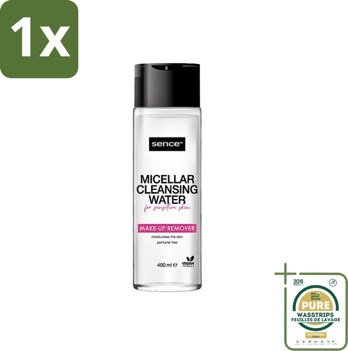 1 x Sence - Gevoelige Huid - Micellair Water - Make-up Remover - 400 ml- Gevoelige Huid - Make-up Remover - Micellair Water - Hypoallergene - Parfumvrij