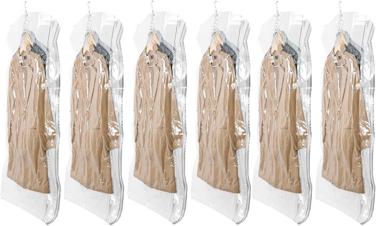Hangende Vacuüm Opbergzakken Kleding - Incl. 6 Lange Transparante Compressietassen