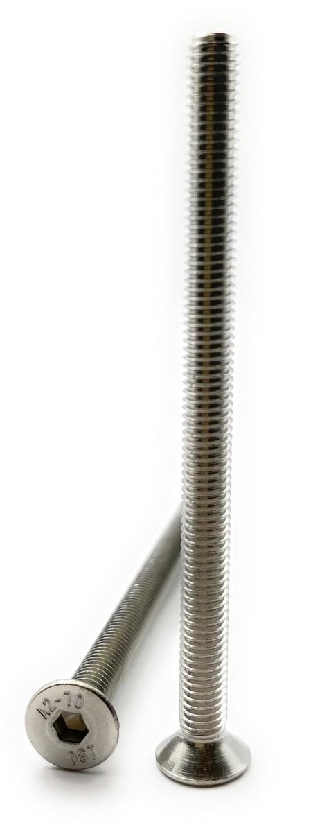 Roestvrijstalen Schroeven M5 x 70 mm Verzonken Kop met Binnenzeskant (Inbus) A2 - Set van 100