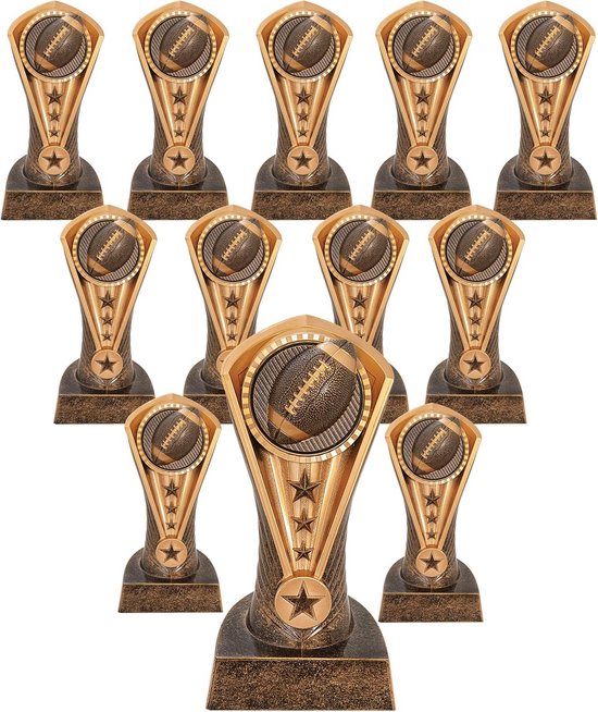Voetbal Trofee Set 12 Stuks 16 5 Cm Hoog Brons Kleur Voor Teams Voetbal Trofee Set 12 Stuks 16 5 Cm Hoog Brons Kleur Voor Teams
