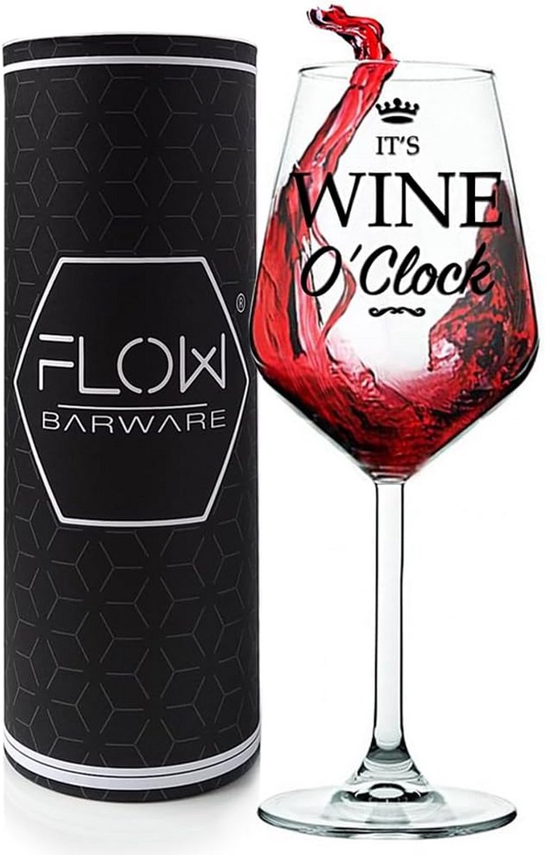 Grappig Wijnglas met 'It's Wine O'Clock' tekst - Leuk Cadeau voor Wijnliefhebbers