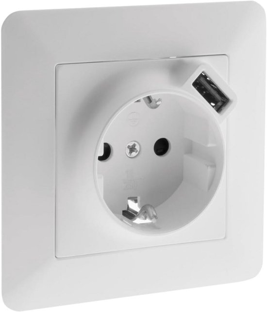 Zenitech, Dubbele inbouw-Schuko-stopcontact Wit Orys - Snelle