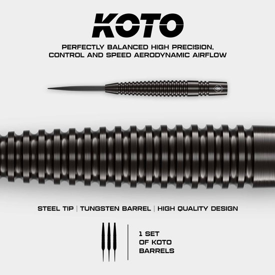 KOTO - Sting Black Torpedo - 90% Tungsten - Dartpijlen - 23 Gram - Zwart - Steeldarts van Merkloos — afbeelding 2