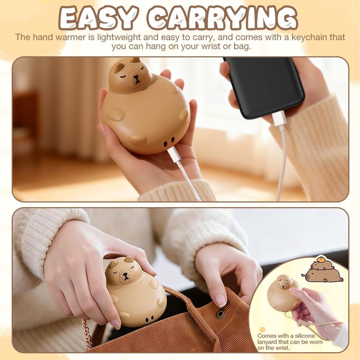 Oplaadbare Handwarmer - 1200 mAh - USB Elektrische Handwarmer - 3 Niveaus - Draagbare Herbruikbare Handwarmer voor Mannen Vrouwen Kinderen — cadeau in Gadgets - foto 8