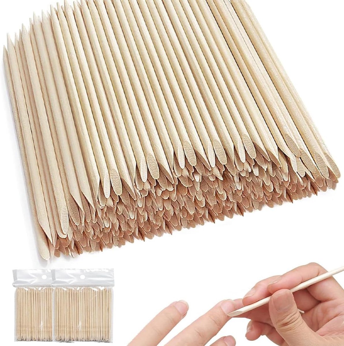 200 stukjes oranje houten stokjes - manicure - nagelverzorging