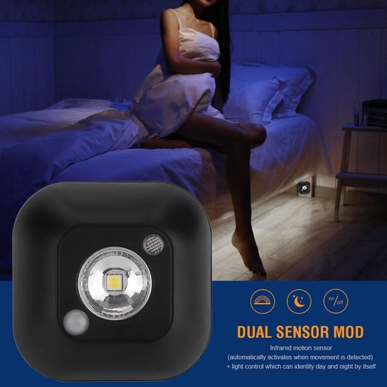 Motion Sensor Nachtlamp - Draadloze Plaklamp - Batterijgevoede Infrarood Beweging Sensor Wandlamp voor Gang - Trappen - Slaapkamers - Kinderkamer - Toilet - Keuken - Wit — afbeelding 3