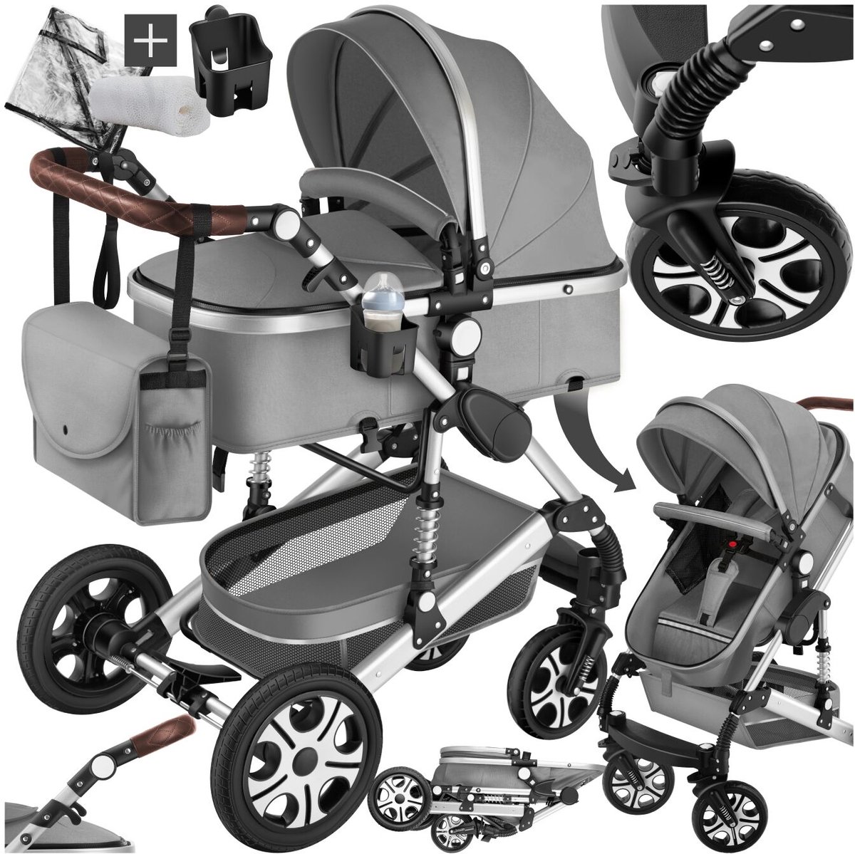 tectake Multifunctionele Kinderwagen met Voetenzak en - tectake® - €169,00
