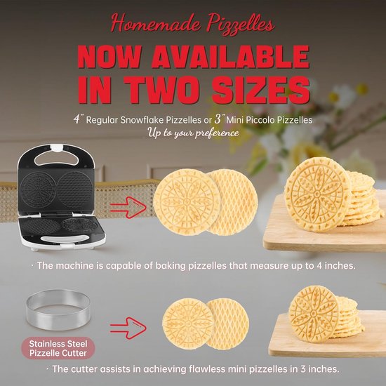 Dubbele Mini Wafelijzer voor Pizzelle en Dunne Koekjes — afbeelding 3
