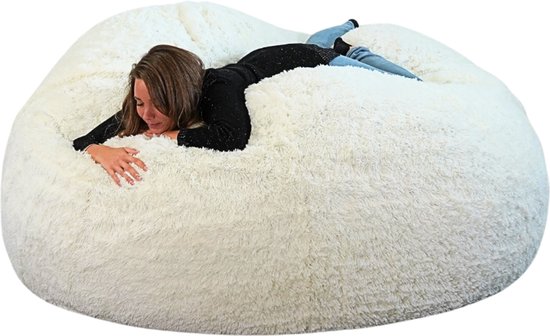 Bananair - Zitzak XXL afneembare hoes - imitatiebont - Wit - 180 cm