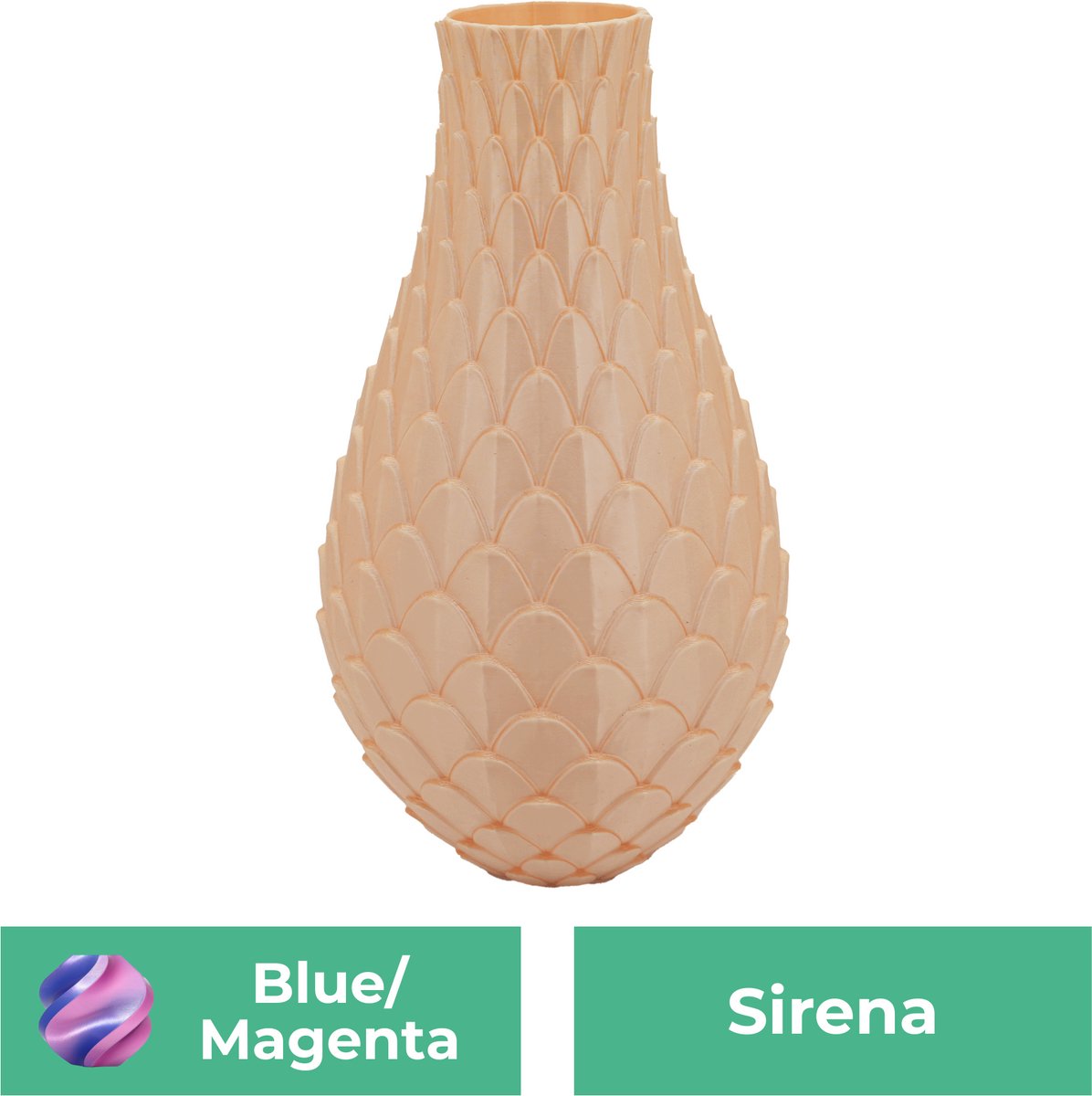Lovora Sirena design vaas – Decoratieve vaas - Blauw / Paars - 3d geprinte vaas – geschikt voor droogbloemen - 34CM