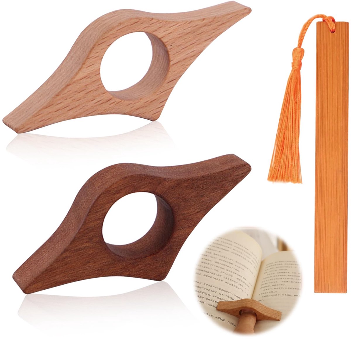 IMPERATORIS® Duimlegger - Boek Openhouder, Bladzijde Houder & Bladwijzer - Stijlvolle Bookmark, Boek Accessoires, Leesring voor Aangenaam Leesgemak - Leeshulp - 2 Stuks - Bruin