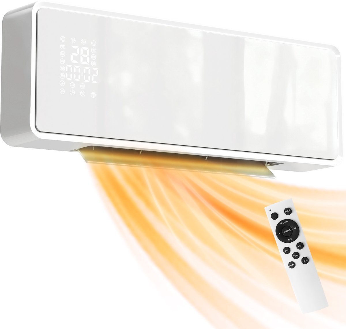 HOMCOM Wandgemonteerde verwarming ABS, PA 54L x 18,7B x 12,3H cm Wit