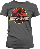 Jurassic Park Dames Tshirt -L- Distressed Logo Grijs