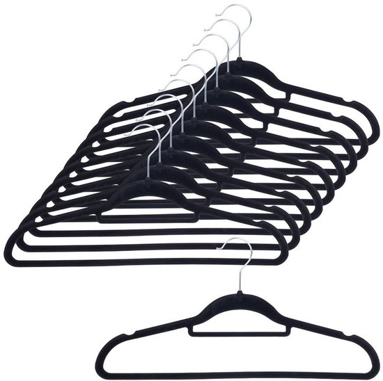Kleerhanger Zwart Vilt - 10 stuks