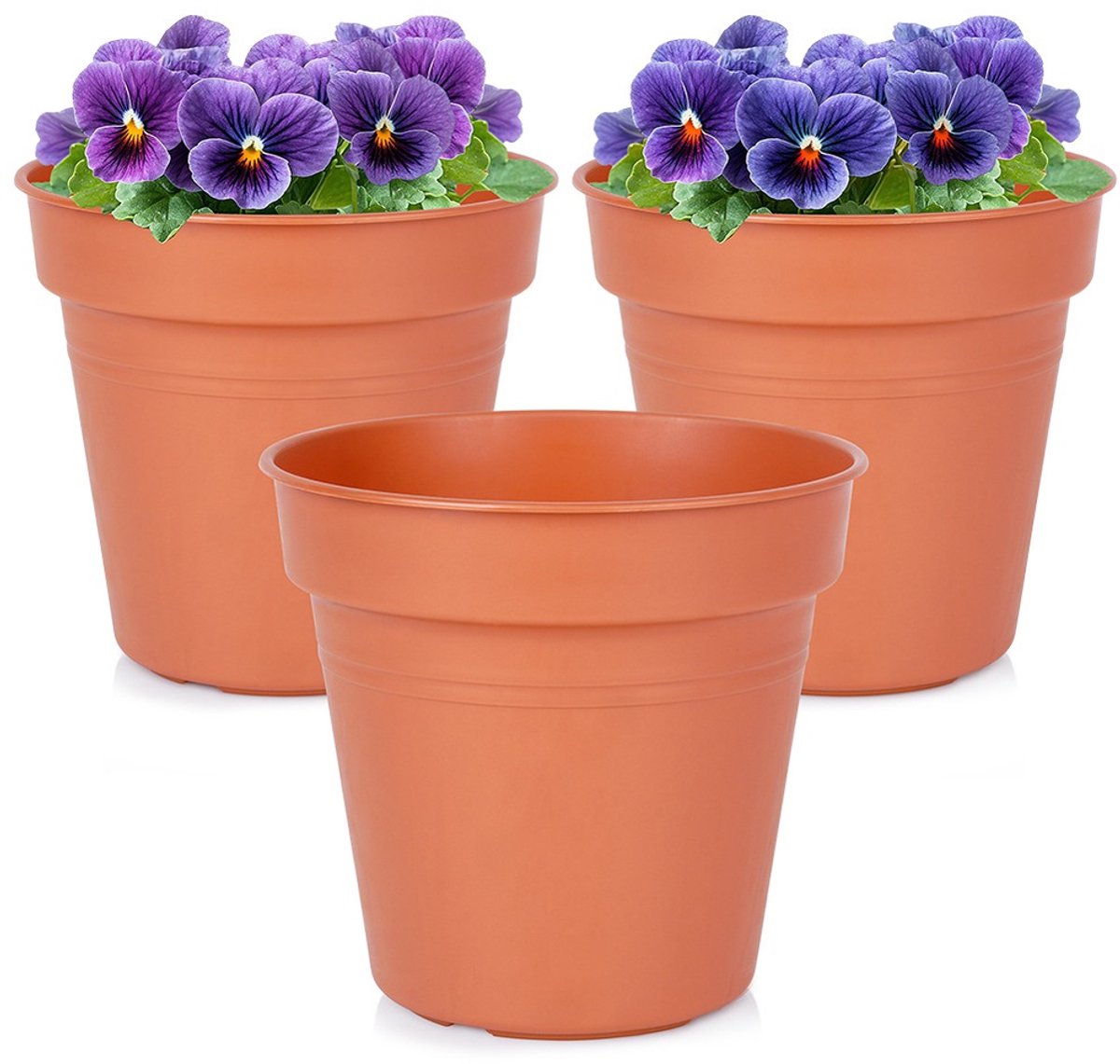 ProGarden - Ronde Plastic Bloempot - 15 cm - Set van 3 - Weerbestendig