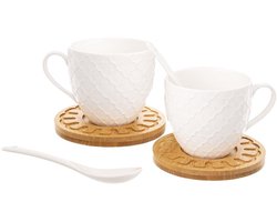 Orion Whiteline - Porseleinen Kop en Schotel Set - 250 ml - Wit