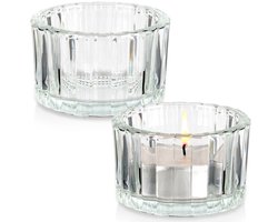 Home Styling Collection - Glazen Waxinelichthouder - 2 stuks - Transparant Glas - Kompact Ontwerp