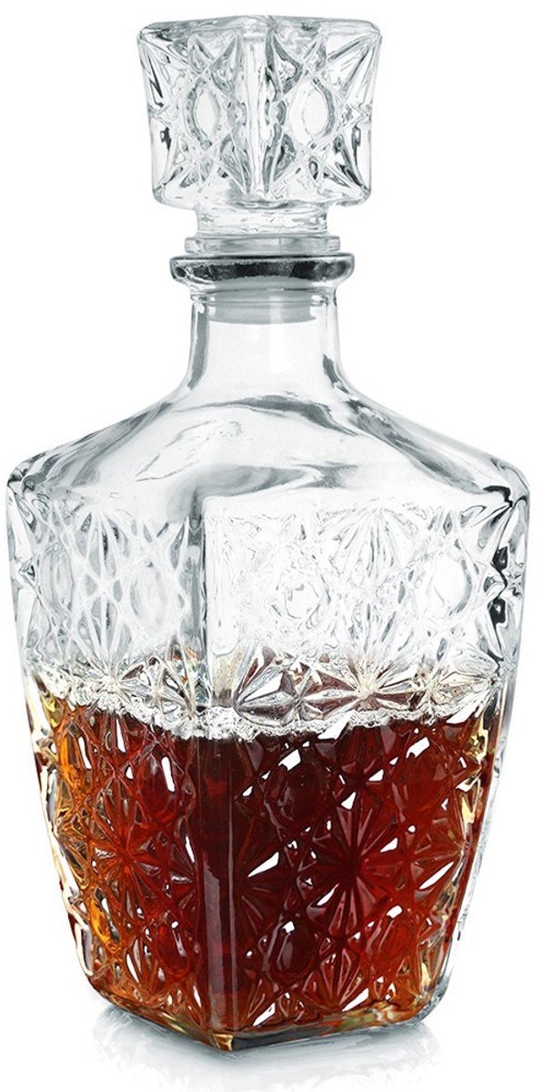 Excellent Houseware Serie - Glazen Whisky Karaf - 830 ml - Vierkant - Decoratief