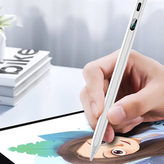 OKWISH Styluspennen - iPad Stylus Met Touch Schakelaar, Universele Styluspen Voor Pro/Air/Android, Palm Rejection Functionaliteit, Vervangbare Tip - Aluminiumlegering, Wit van okwish — afbeelding 3