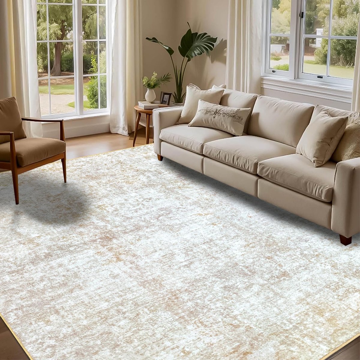 Unyqoos® Waschbare zachte vloerkleed met antislip voor woonkamer en eetkamer