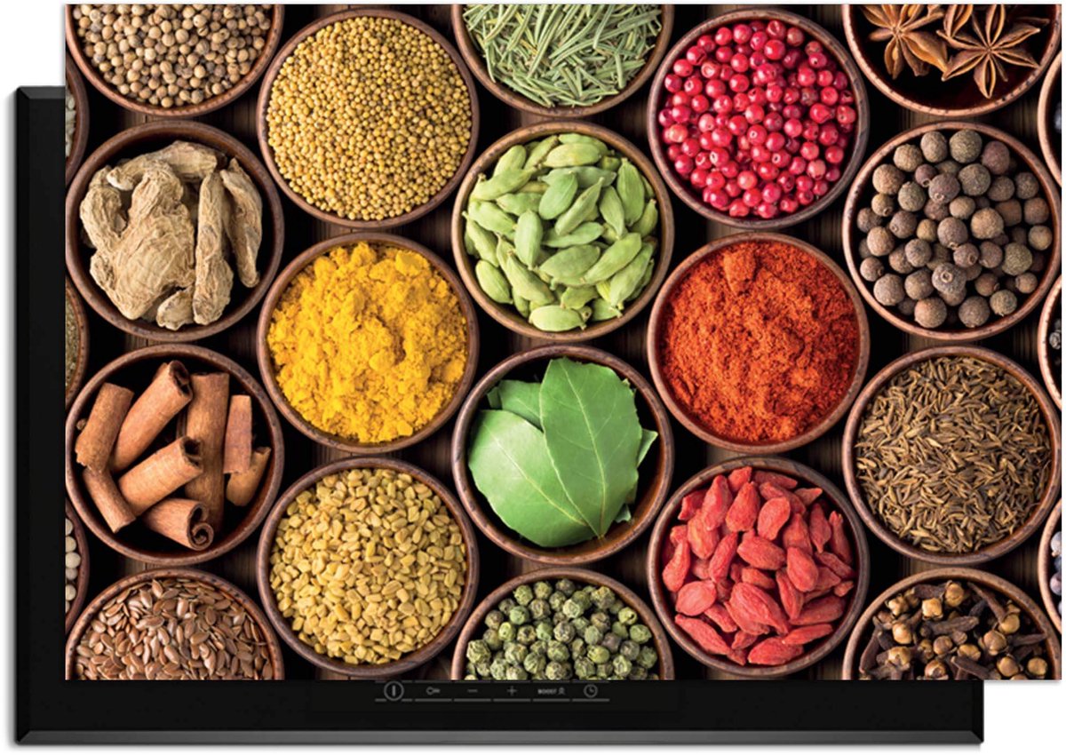 KitchenArt - Spice Harmony – Inductie Beschermer - 90x50 cm - Kookplaat Beschermer - Luxe Afdekplaat Inductieplaat - Anti-slip & Oprolbaar - Beschermmat Inductiekookplaat