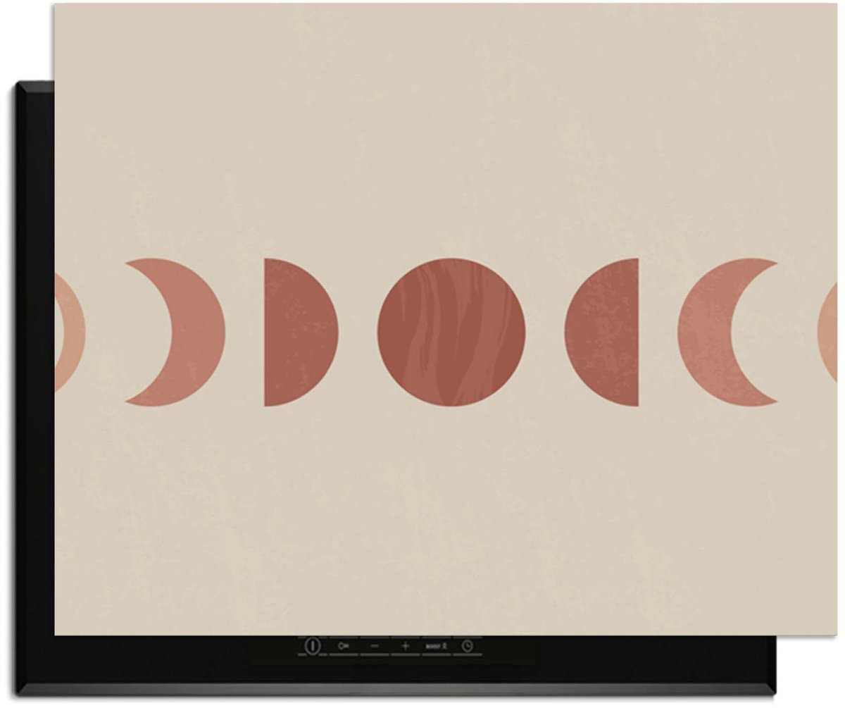 KitchenArt - Lunar Rhythm – Japandi Inductie Beschermer - 77x52 cm - Kookplaat Beschermer - Luxe Afdekplaat Inductieplaat - Anti-slip & Oprolbaar - Beschermmat Inductiekookplaat