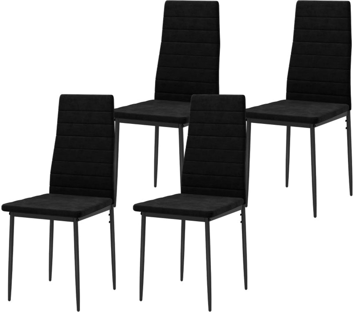 Merax 4-Pack Esszimmerstoelen – Moderne Eetkamerstoelen met Stoffen Bekleding – Armlos – H