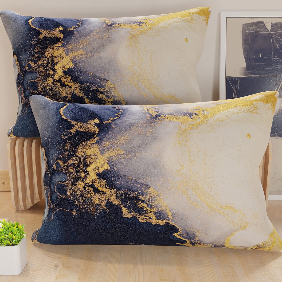 Unyqoos Set van twee sierkussenhoezen met modern design voor bank en bed Kleurjik