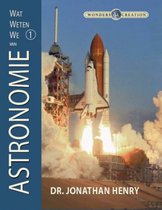 Boekcover met de Space Shuttle die opstijgt van het Kennedy Space Center met 'Wat Weten We Van Astronomie' en 'Dr. Jonathan Henry'.