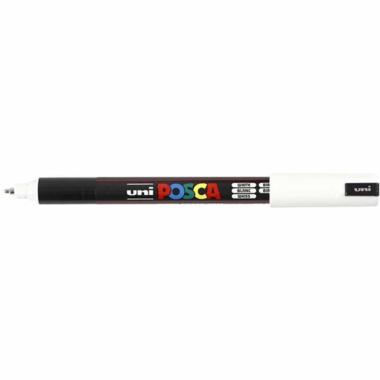Posca Marker, afm PC-1MR, lijndikte 0,7 mm, extra-fijn, wit, 1 stuk