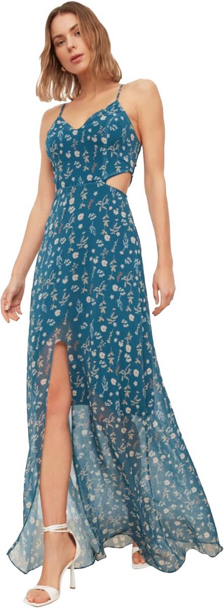 Trendy Gedetailleerde Damesjurk met Scheuren