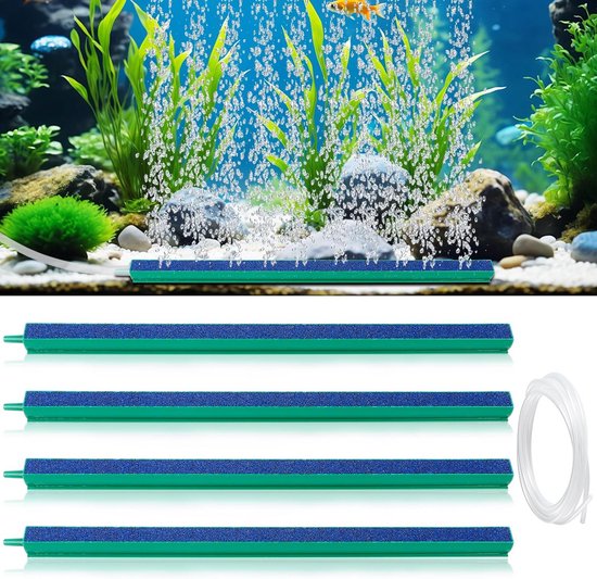Aquarium Luchtstenen Set van 4 - 30 cm Luchtuitstroomer voor Optimale Zuurstoftoevoer