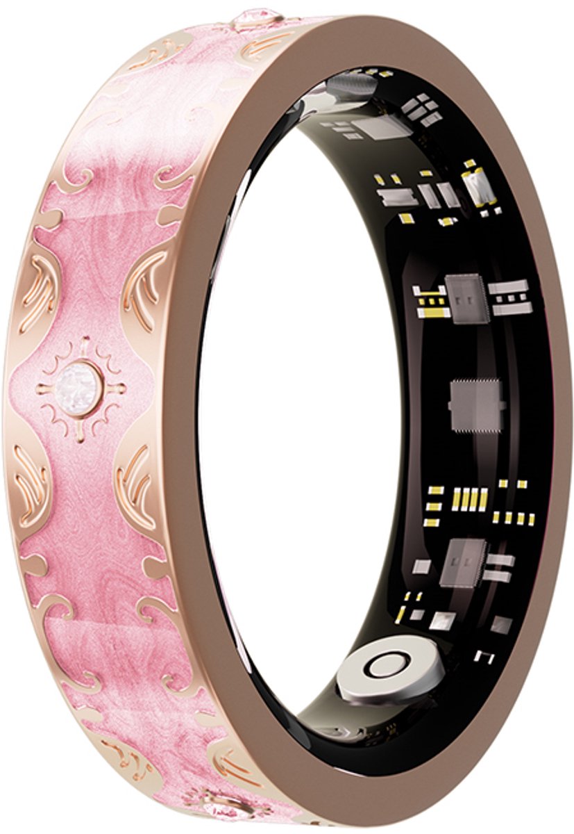 WizBay Premium Select® Bohemian Smart Ring - Cherry Blossom Pink - Hartslag, Slaap en Zuurstofmeting - Activiteitstracker - Maat 7