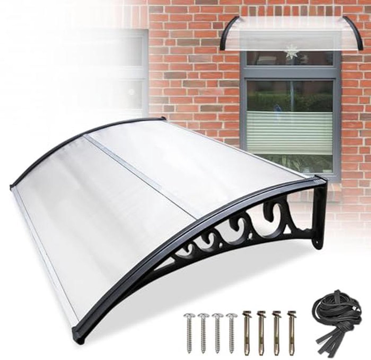 Transparante Luifel voor Voordeur - 100 x 150 cm - Weerbestendige Polycarbonaat Overkapping